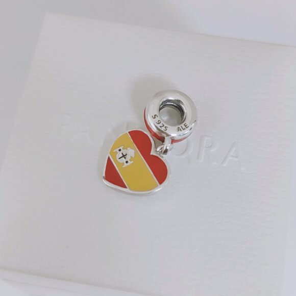 Pandora Spain Flag Dangle Charm Bracelet Pendant S925 Silver with box - Picture 5 of 6